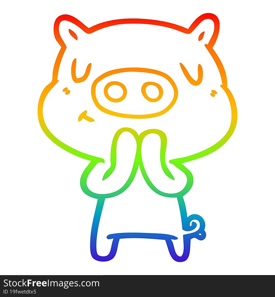 rainbow gradient line drawing cartoon content pig