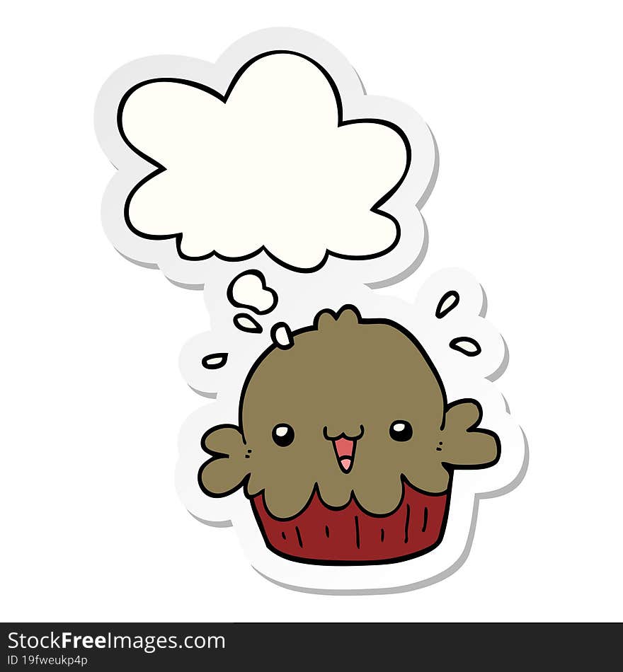 cute cartoon pie and thought bubble as a printed sticker