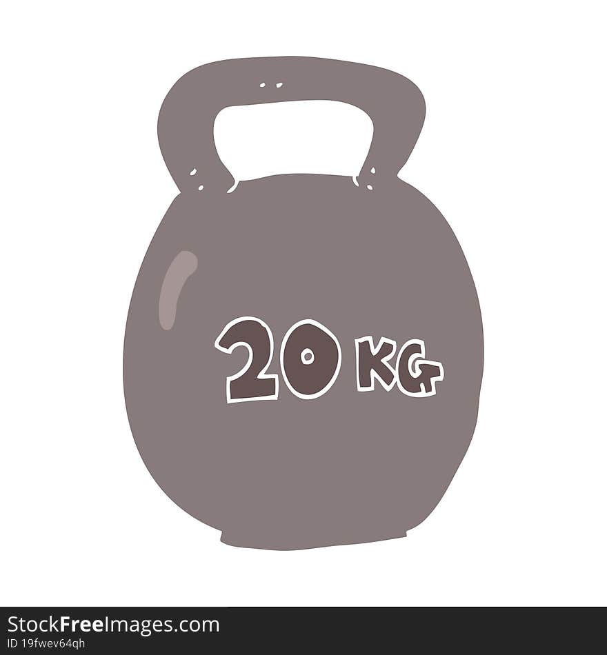 flat color illustration of a cartoon 20kg kettle bell