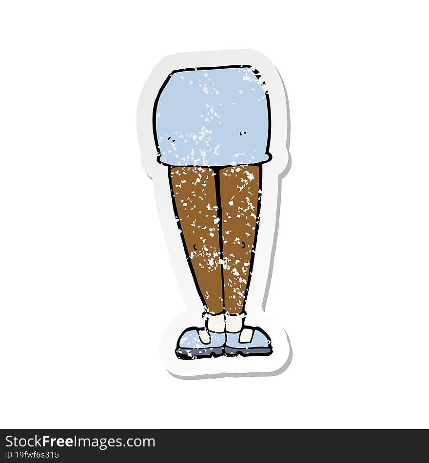 retro distressed sticker of a cartoon female legs