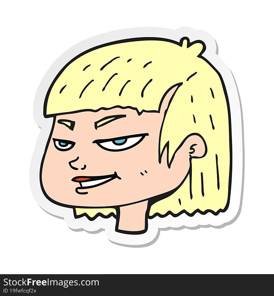 Sticker Of A Cartoon Mean Looking Girl