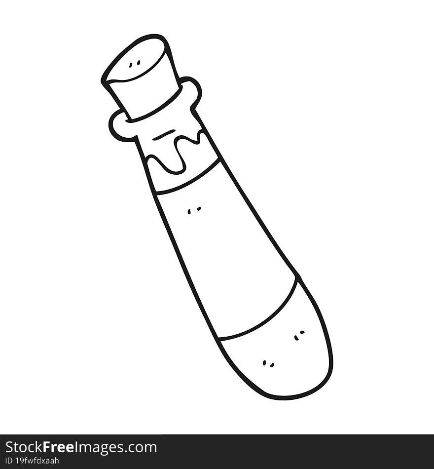 black and white cartoon vial of blood