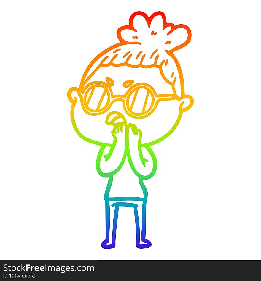 rainbow gradient line drawing cartoon annoyed woman