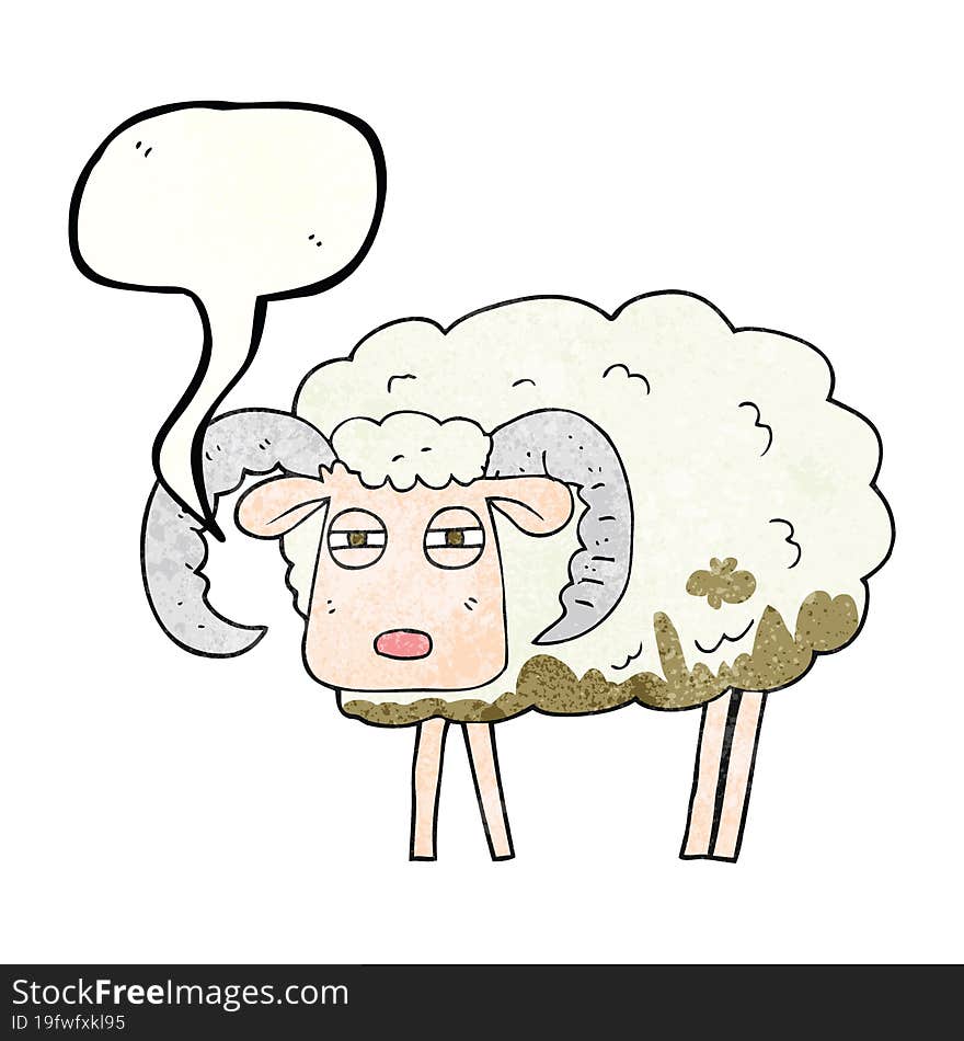 Speech Bubble Textured Cartoon Ram Covered In Mud