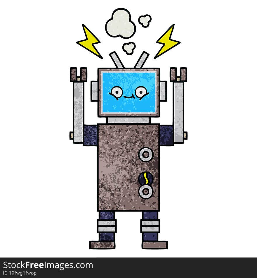 Retro Grunge Texture Cartoon Robot