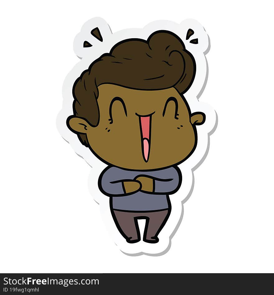 sticker of a excited man cartoon