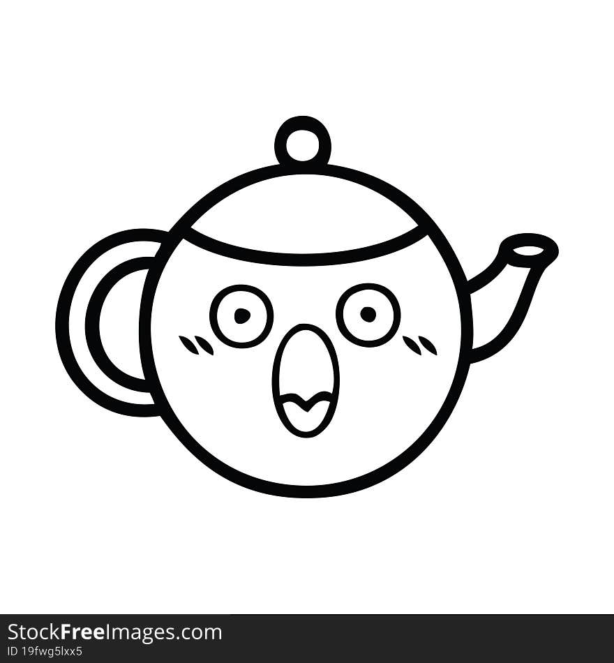 Line Drawing Cartoon Teapot