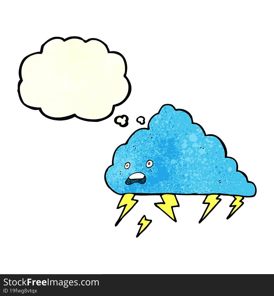 cartoon thundercloud with thought bubble