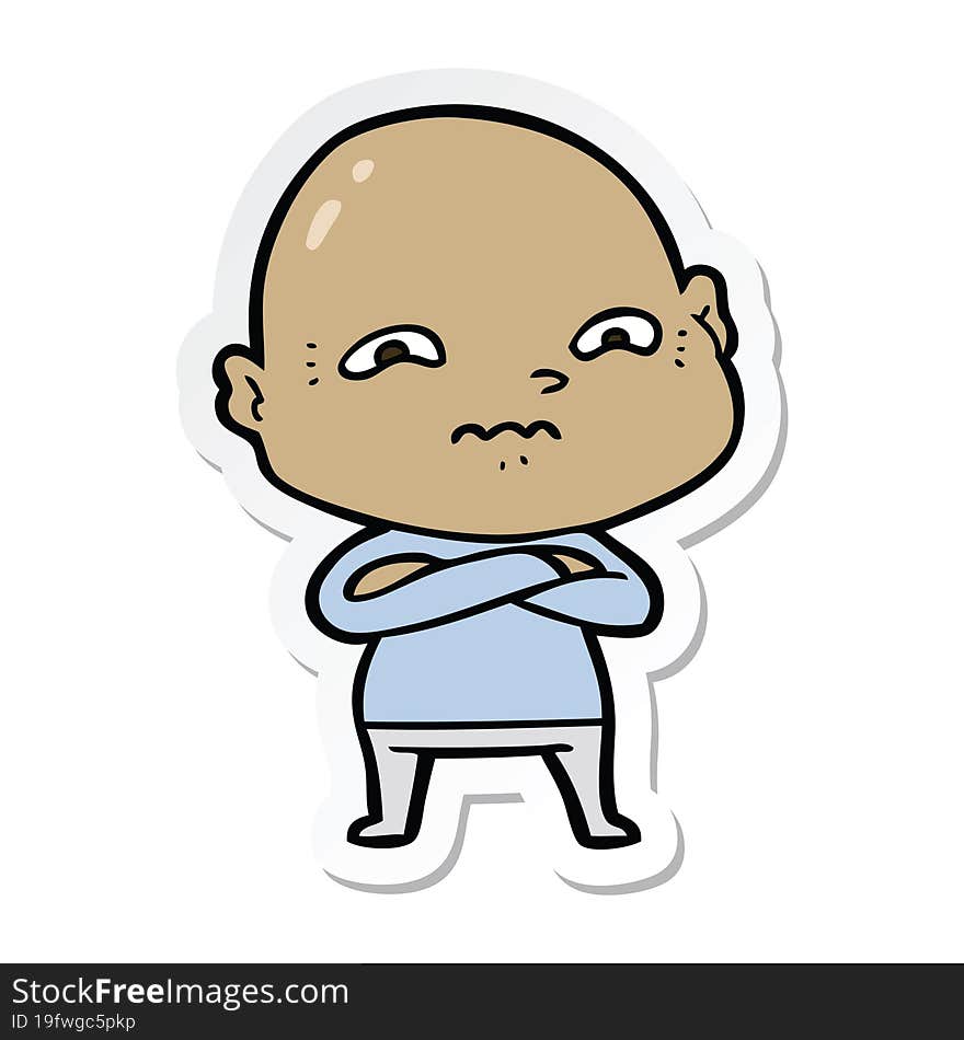 sticker of a cartoon nervous man