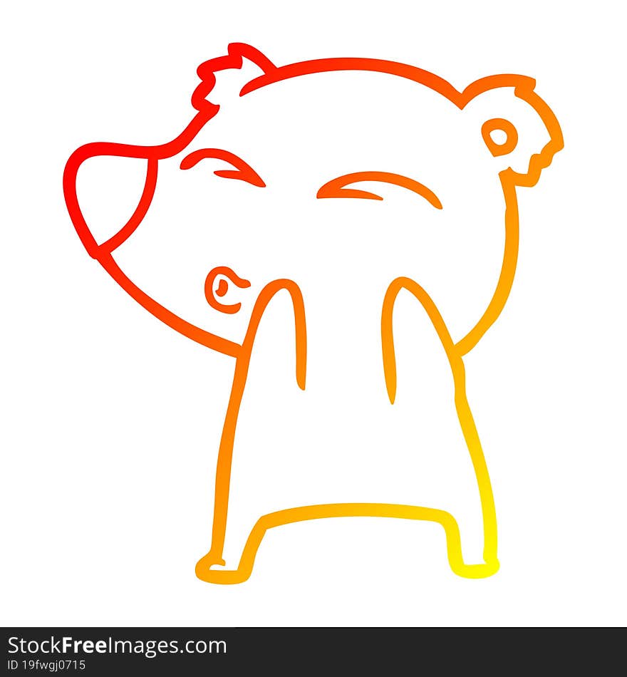 warm gradient line drawing cartoon whistling bear