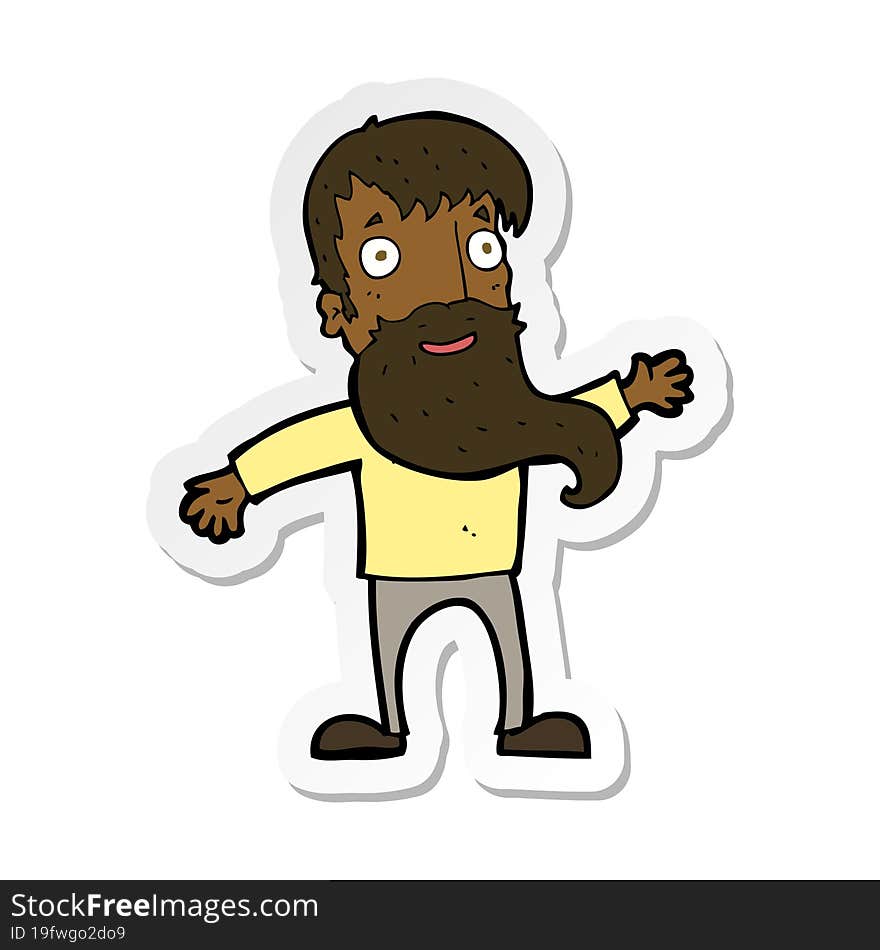 sticker of a cartoon man with beard waving