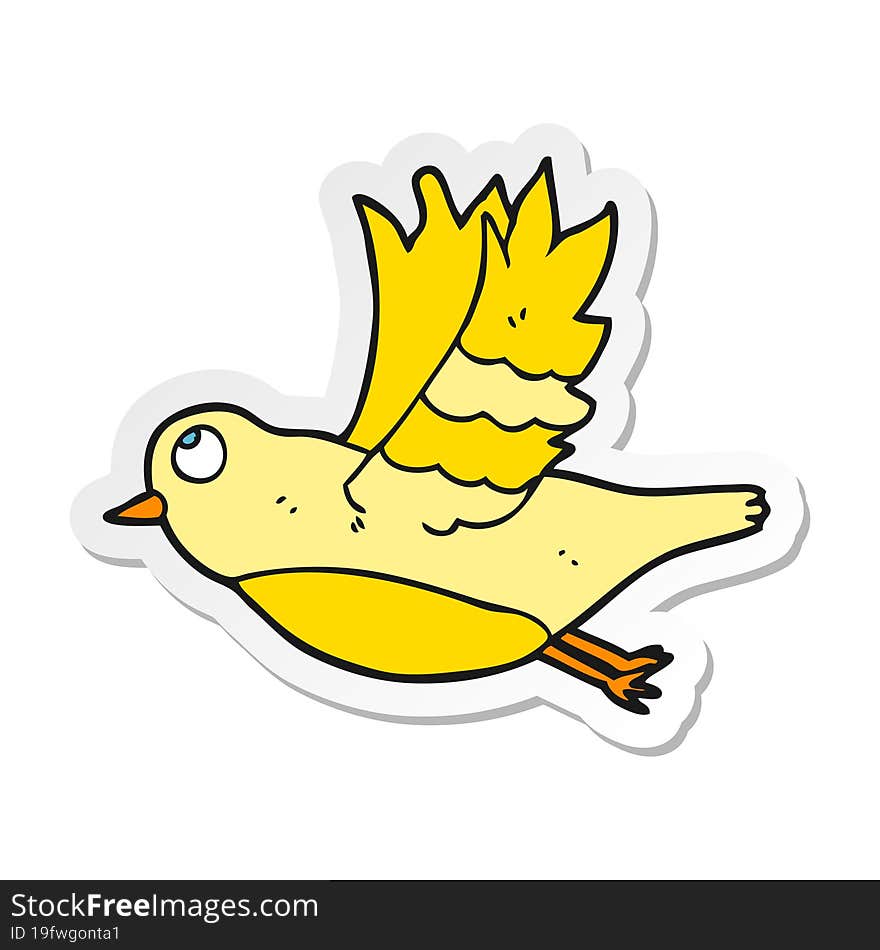 Sticker Of A Cartoon Bird Flying