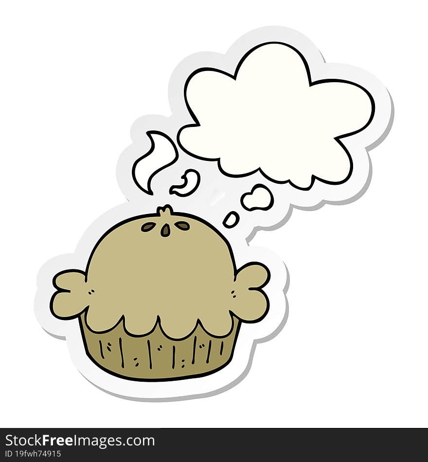 cartoon pie and thought bubble as a printed sticker