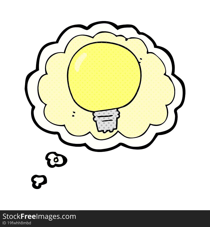 freehand drawn thought bubble cartoon light bulb