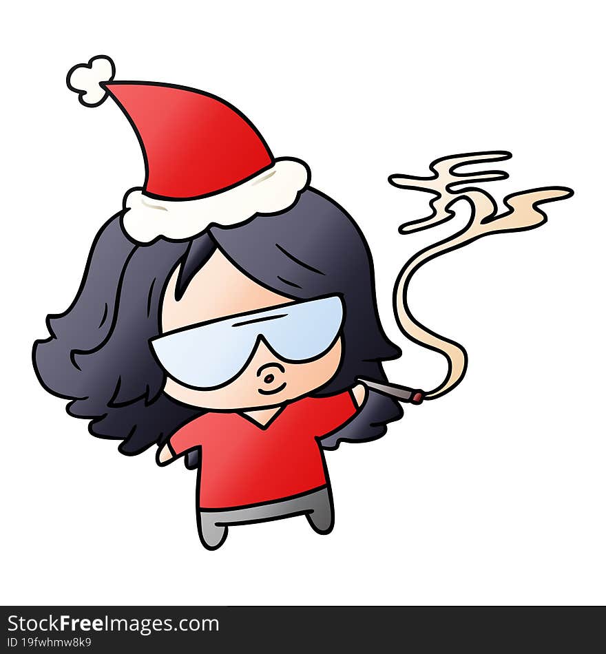 christmas gradient cartoon of kawaii girl