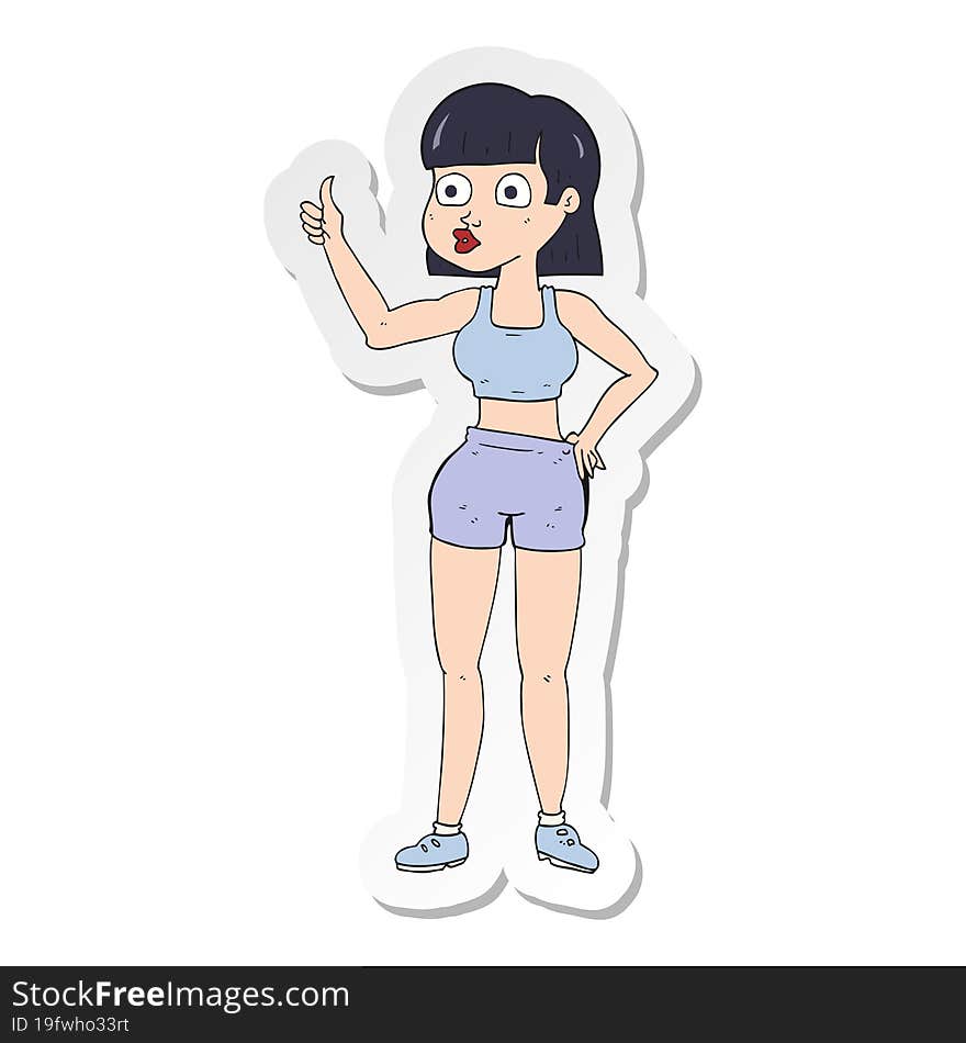 sticker of a cartoon gym woman