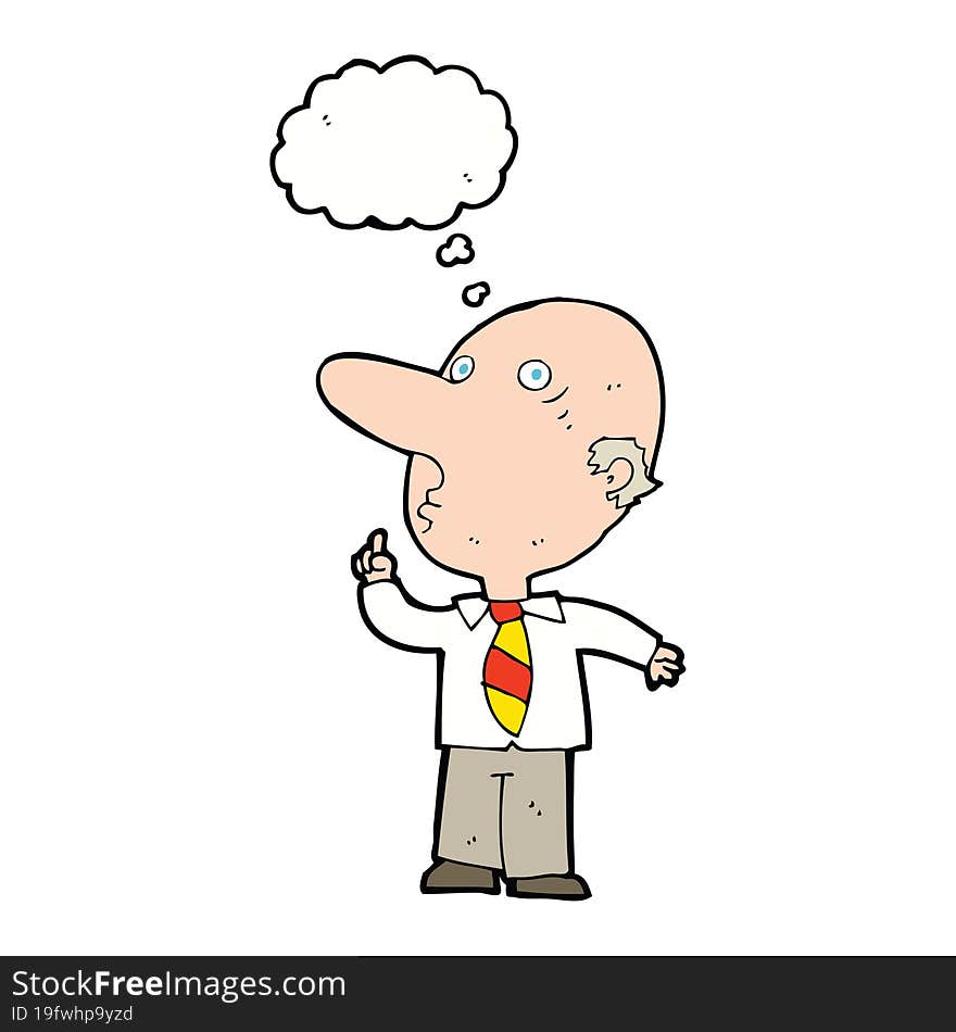 Cartoon Bald Man Asking Question With Thought Bubble