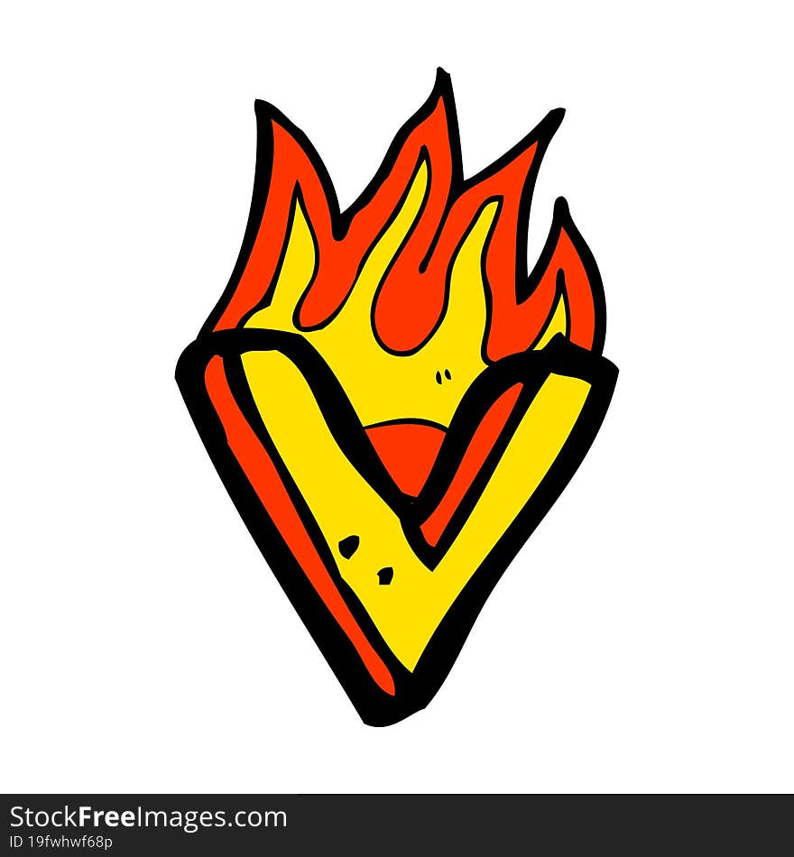 cartoon flaming letter