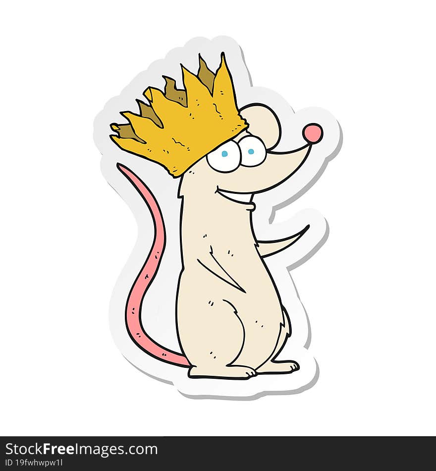 sticker of a cartoon mouse wearing crown