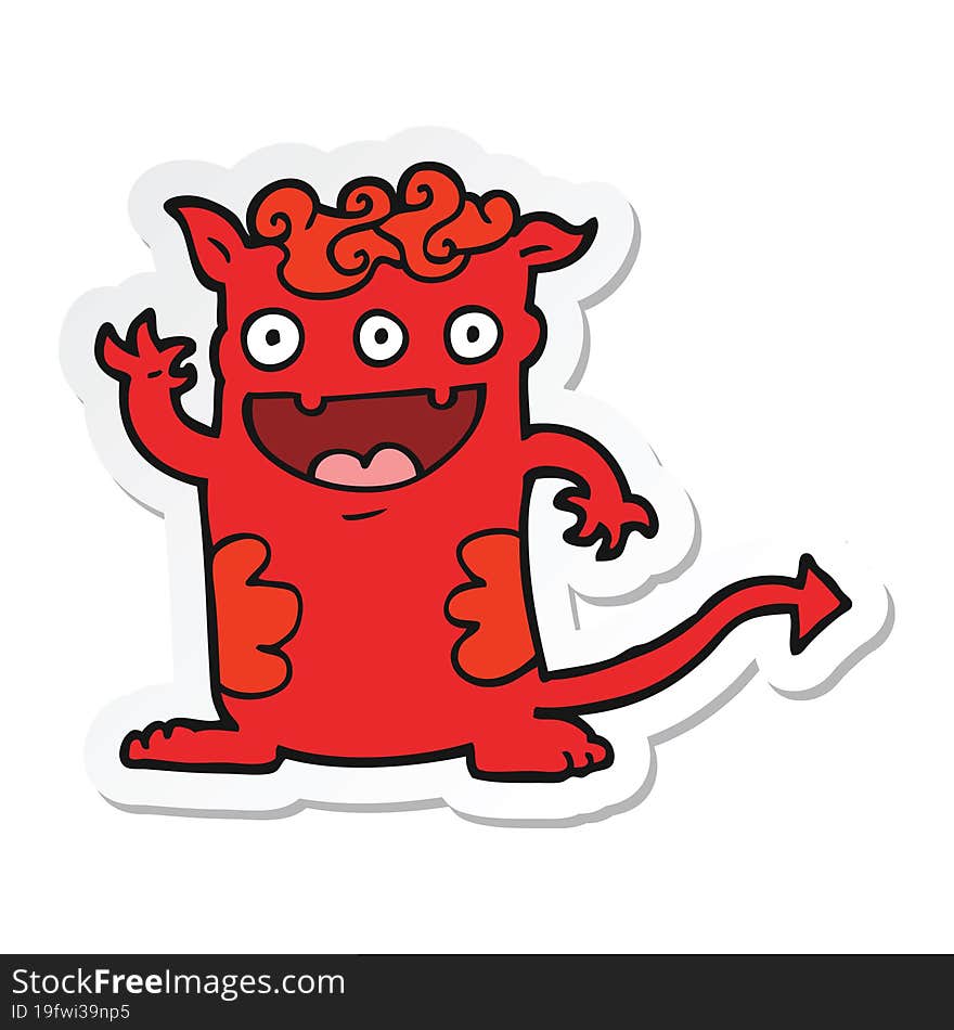 Sticker Of A Cartoon Halloween Monster