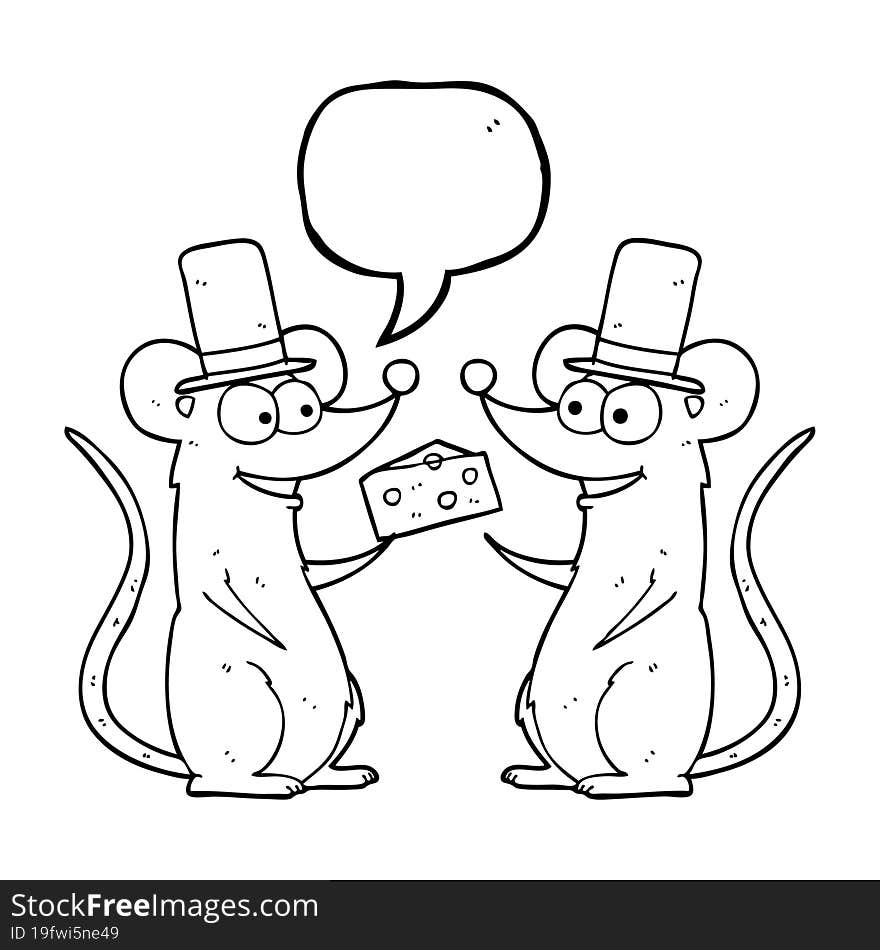 Speech Bubble Cartoon Mice With Cheese