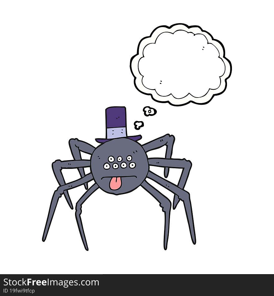 Thought Bubble Cartoon Halloween Spider In Top Hat