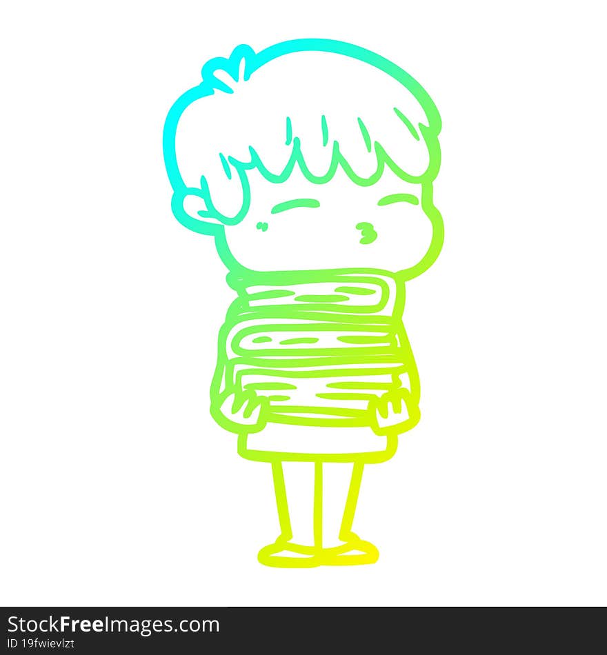 cold gradient line drawing cartoon curious boy