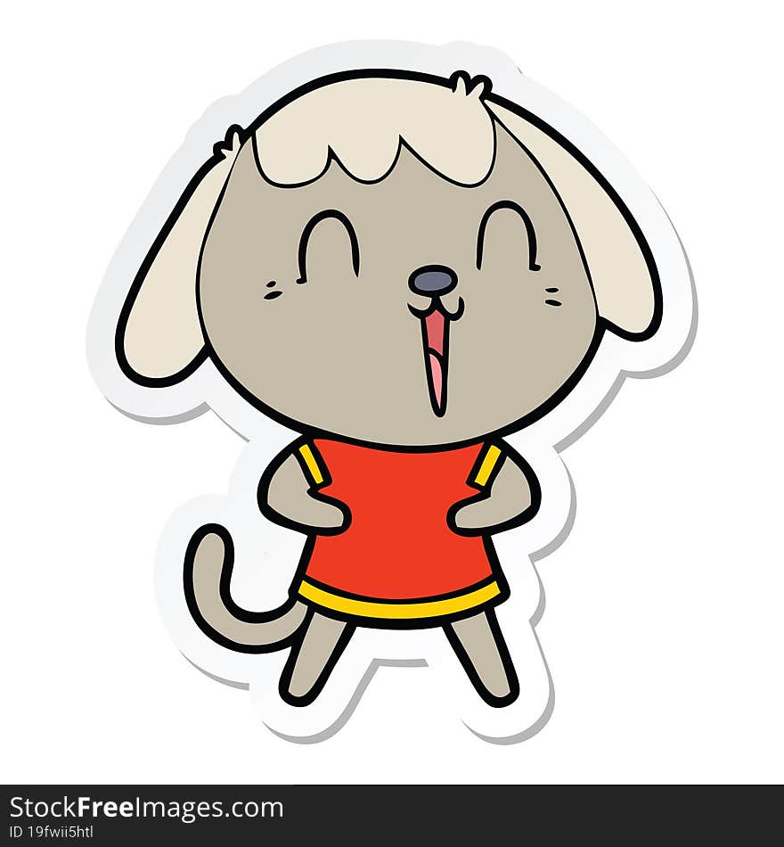 Sticker Of A Cute Cartoon Dog