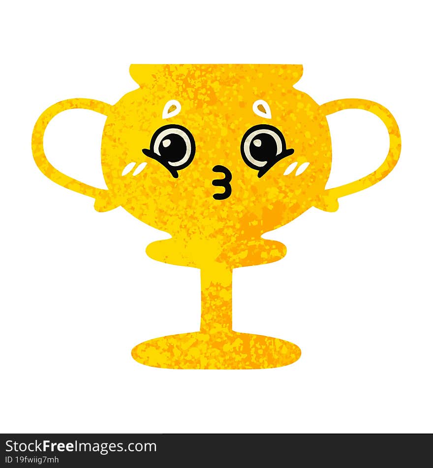 retro illustration style cartoon trophy