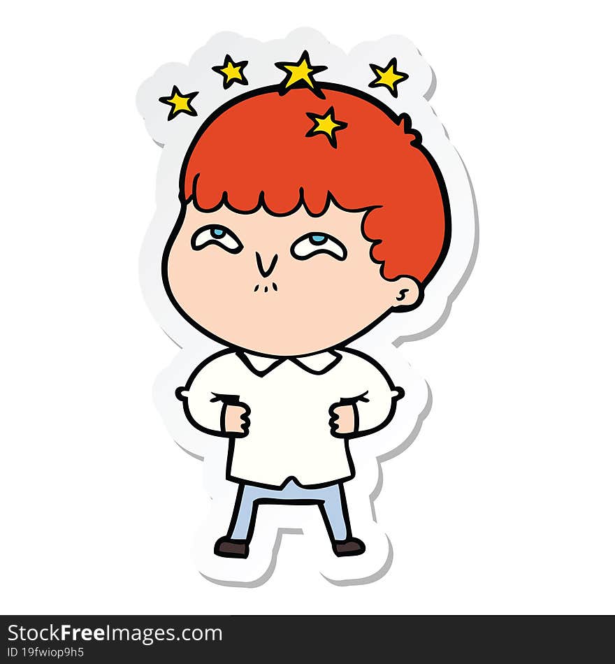 Sticker Of A Cartoon Amazed Boy