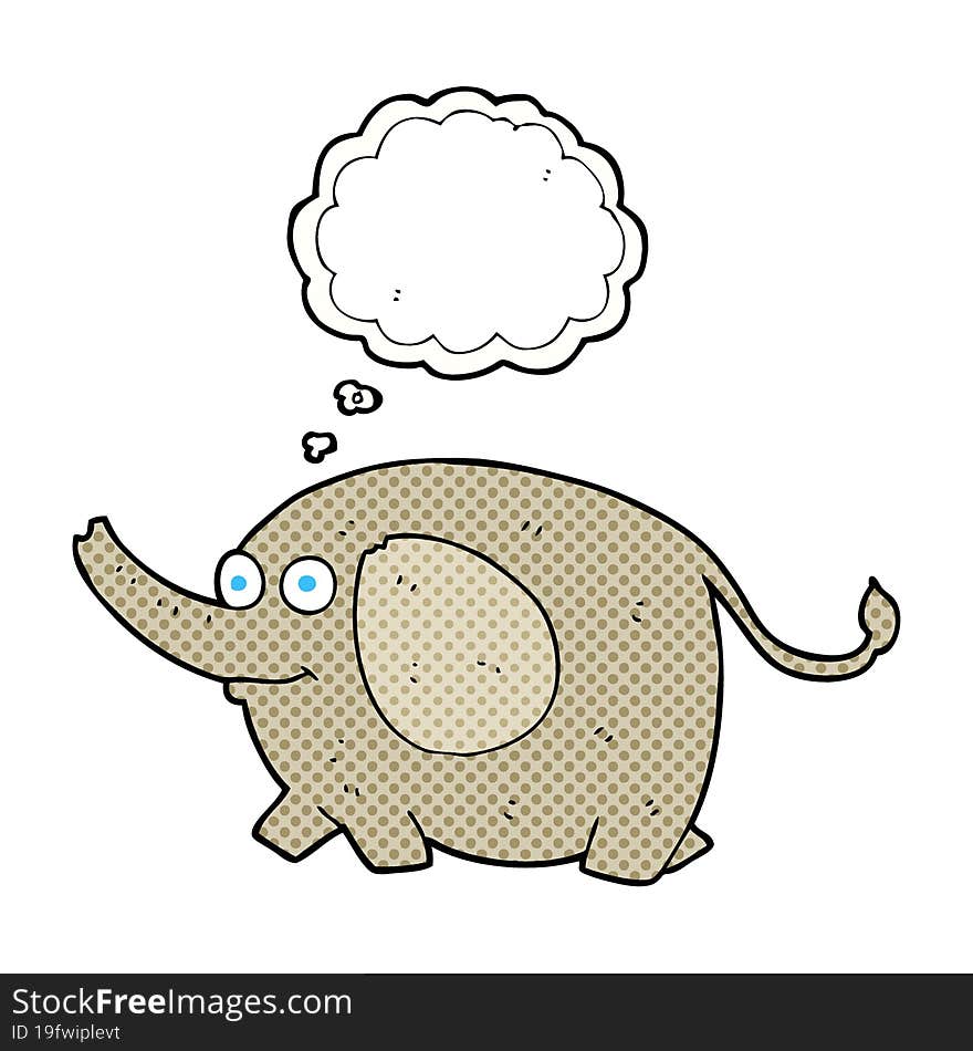 freehand drawn thought bubble cartoon elephant