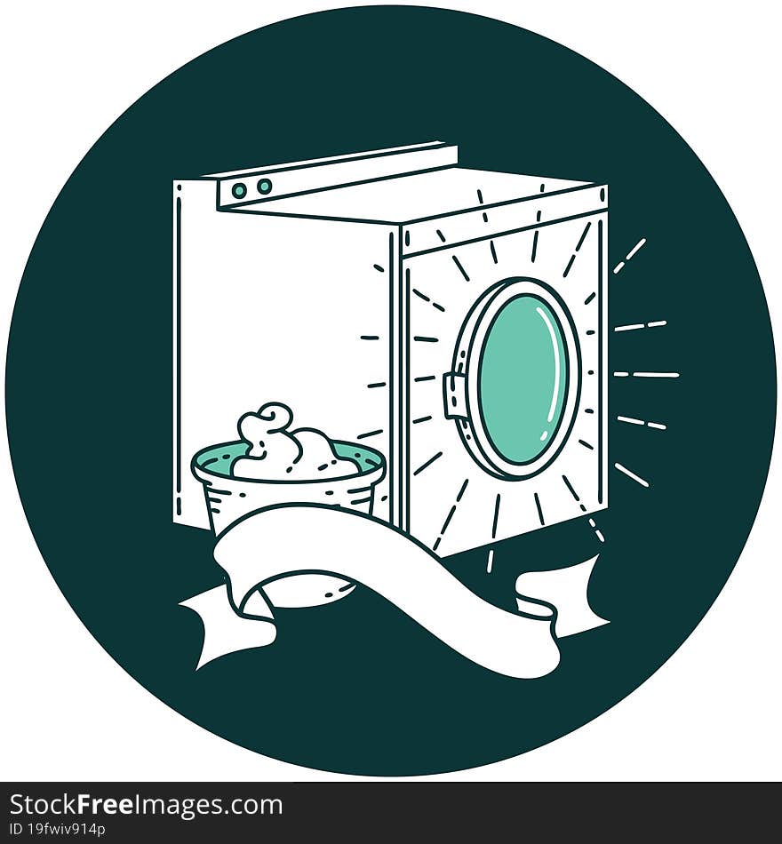 icon of a tattoo style washing machine