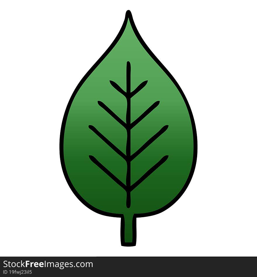 gradient shaded cartoon of a green leaf