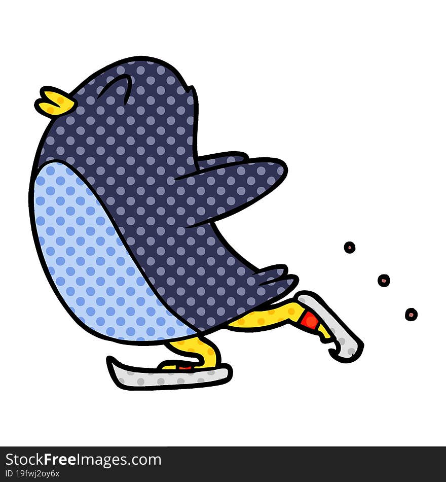 cartoon penguin ice skating. cartoon penguin ice skating