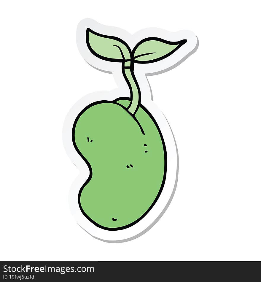 sticker of a cartoon sprouting seed