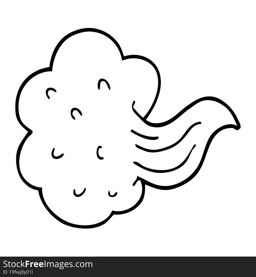 Line Drawing Cartoon Whooshing Cloud