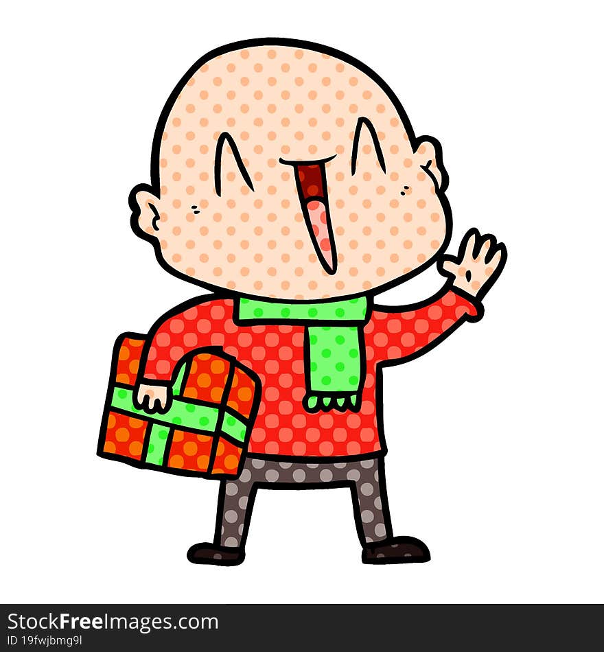 happy cartoon bald man. happy cartoon bald man