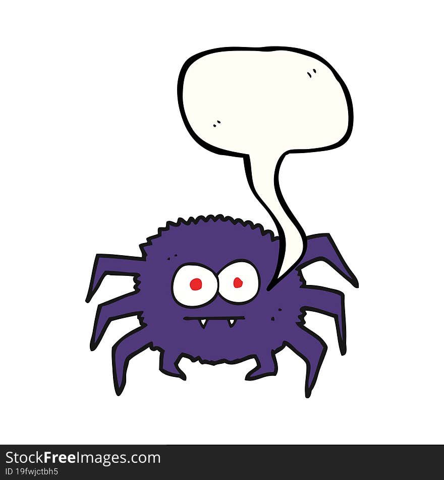 freehand drawn speech bubble cartoon spider