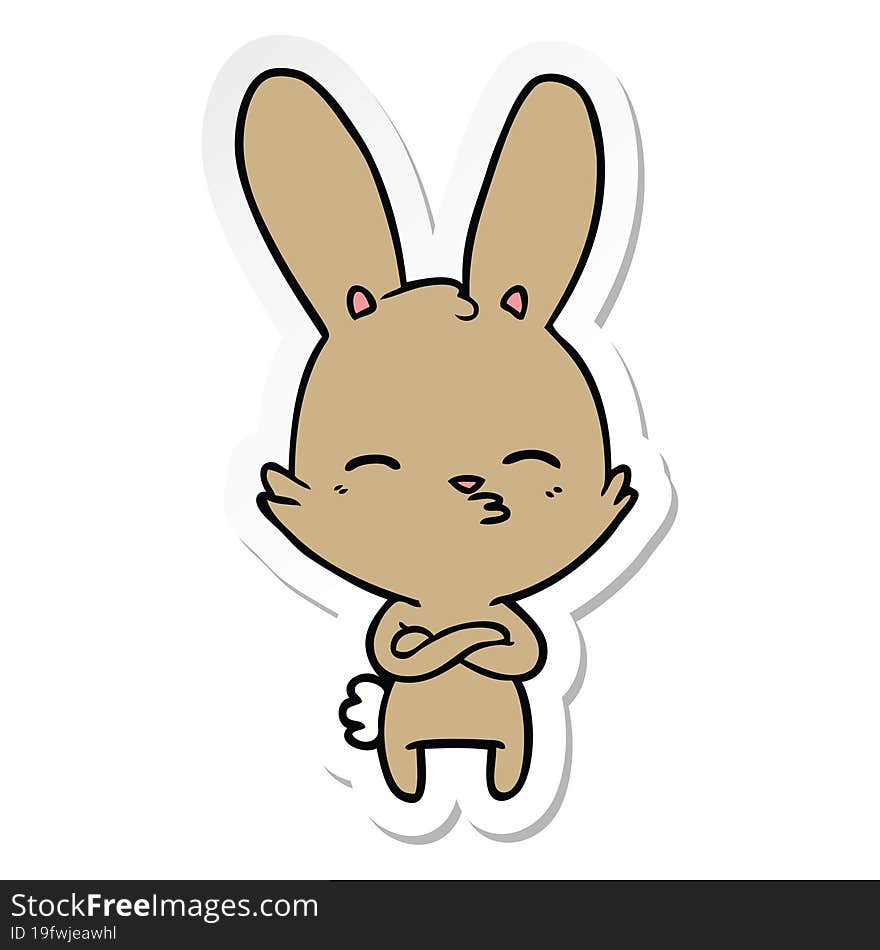 sticker of a curious bunny cartoon