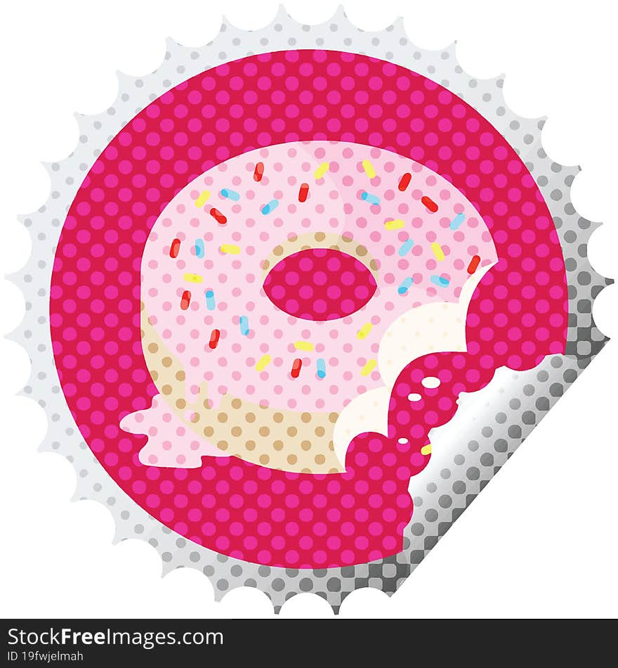 bitten frosted donut round sticker stamp