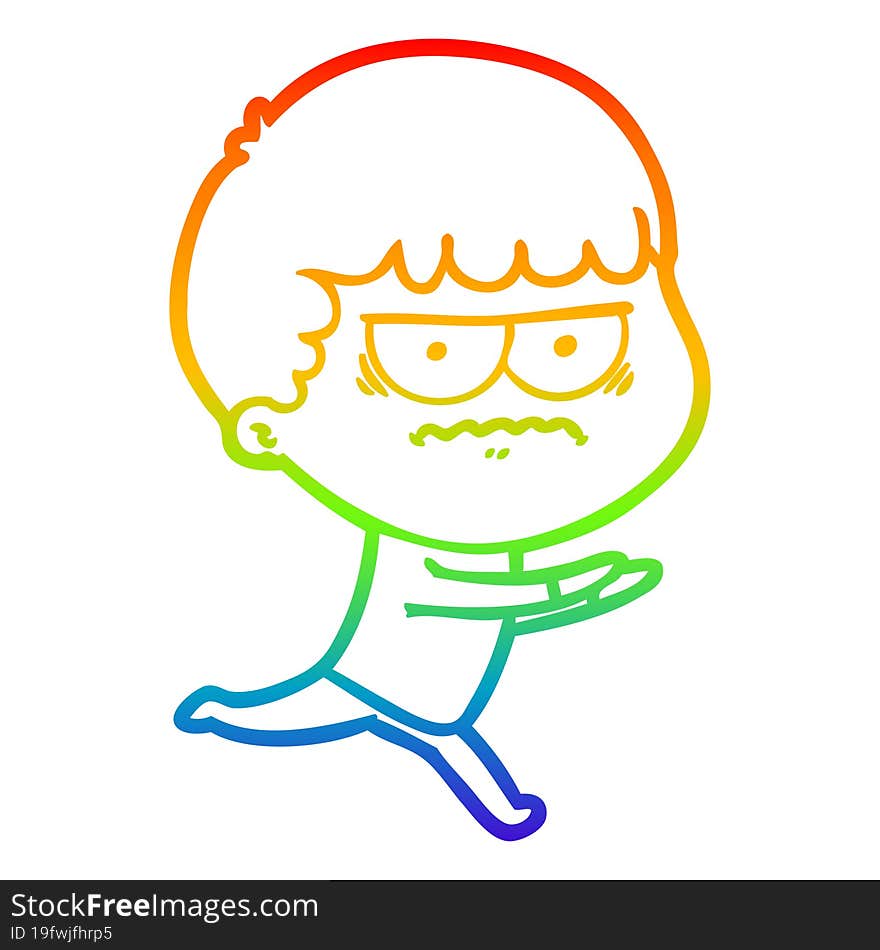 rainbow gradient line drawing cartoon annoyed man