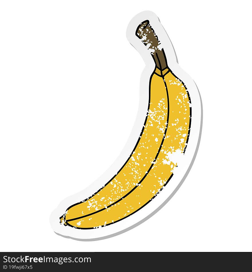 distressed sticker of a quirky hand drawn cartoon banana