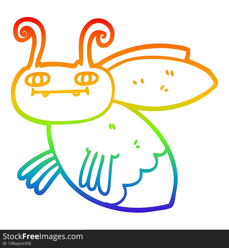 Rainbow Gradient Line Drawing Cartoon Bug