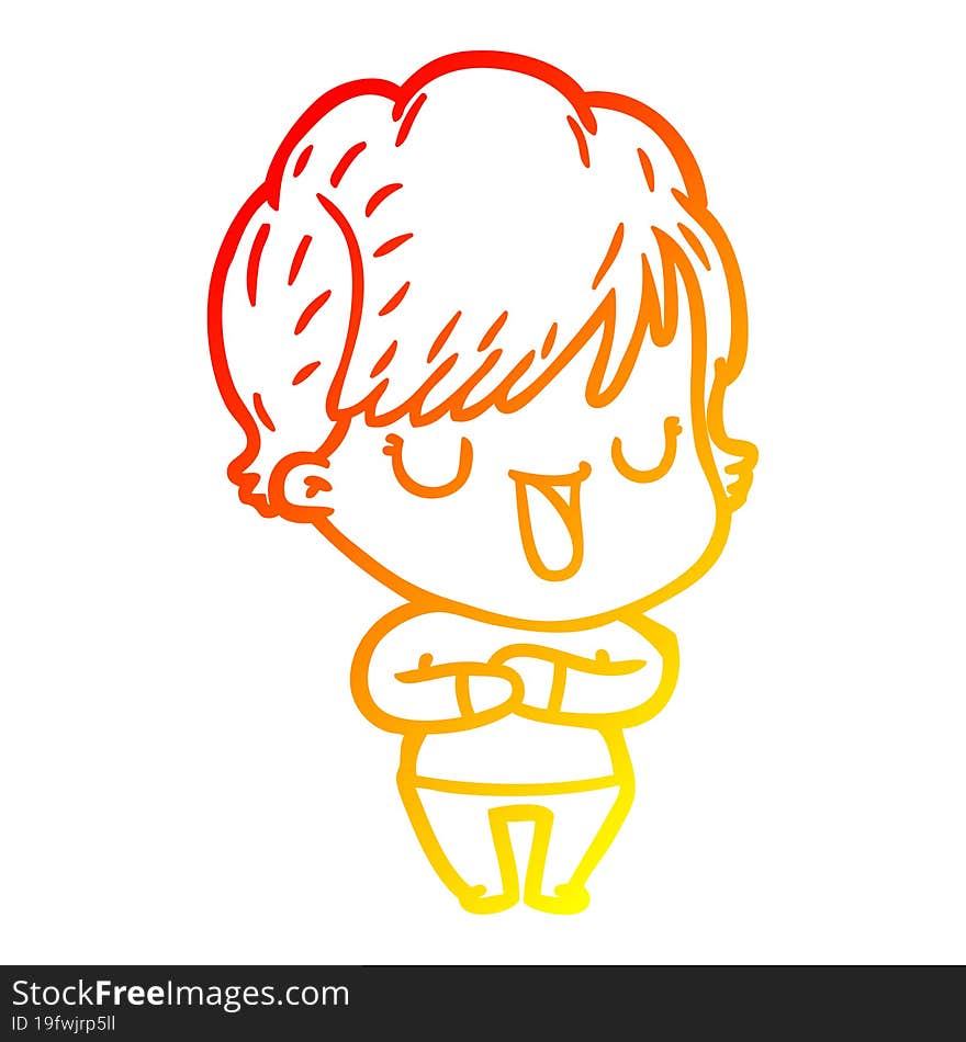 warm gradient line drawing of a cartoon woman talking