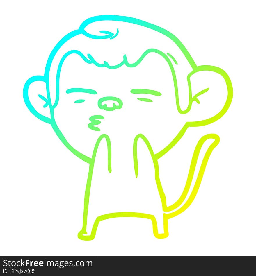 cold gradient line drawing cartoon suspicious monkey