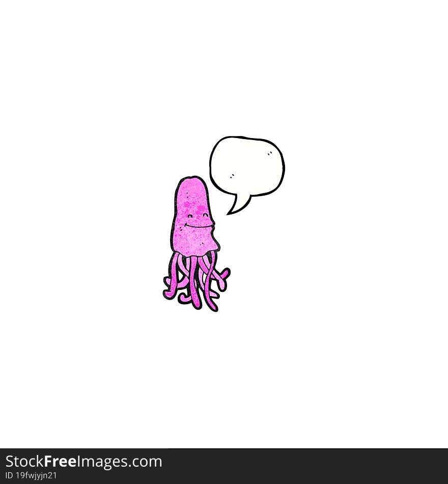 Cartoon Jellyfish With Speech Bubble