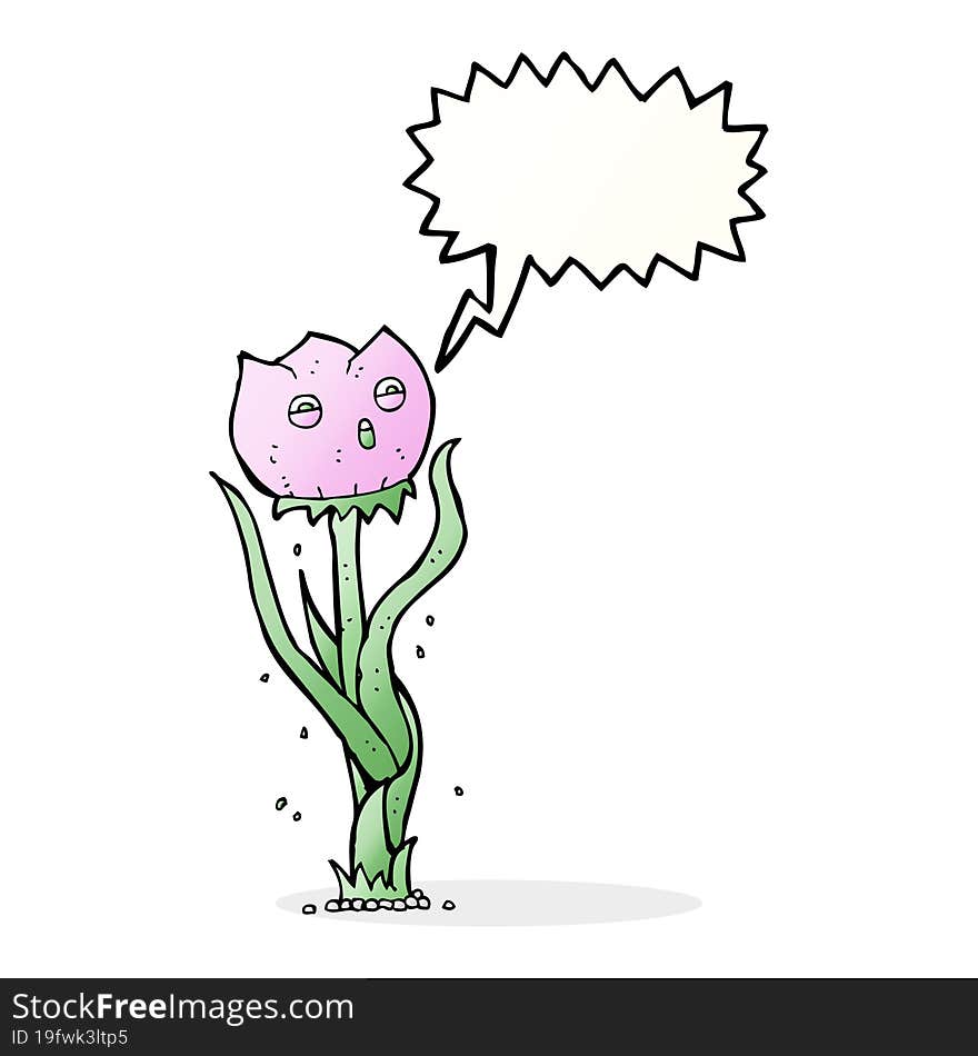 cartoon flower with speech bubble