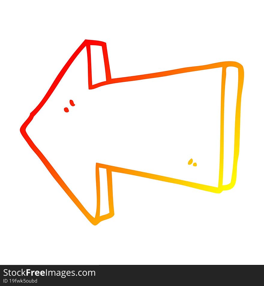 Warm Gradient Line Drawing Cartoon Pointing Arrow