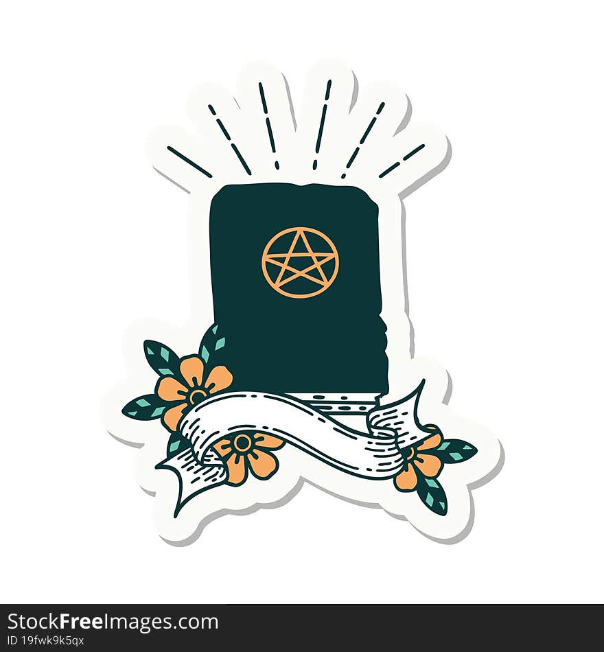 sticker of tattoo style spellbook