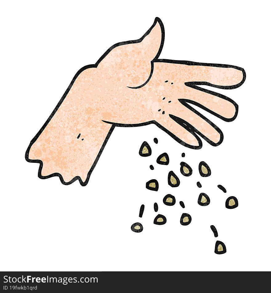 textured cartoon hand spreading seeds